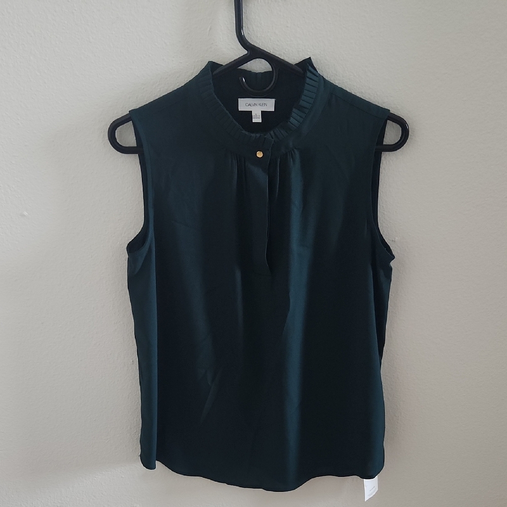Calvin Klein Women's Sleeveless Top Dark Green